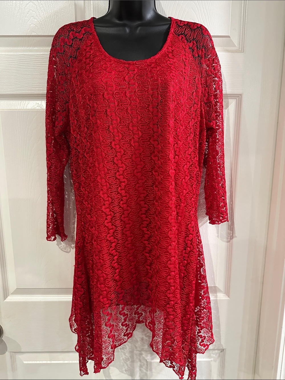 indigo soul Red Lace Tunic Top